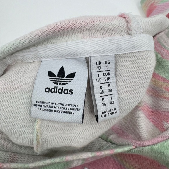 Adidas Hoodie Women Small Multicolor Tie Dye Cropped Lightweight Oversized Relax - Picture 5 of 9